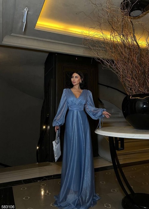 206862 BLAU COCKRAİLKLEİD SILBRIG