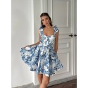207016 BLAU KLEID CHIFFON STOFF