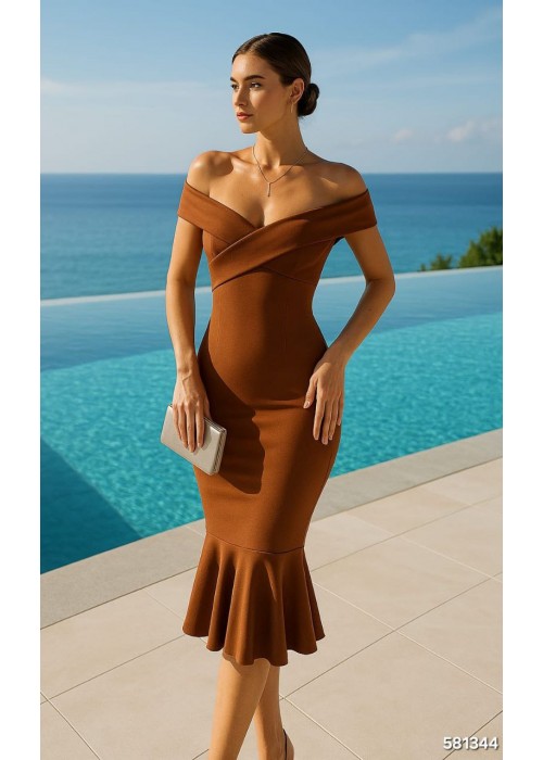 207497 KAFFEE KLEID Scuba Crep