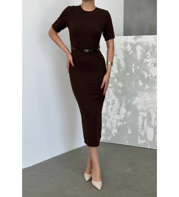 207618 KAHVE ELBİSE ZARA MODEL