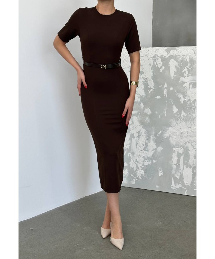 207618 KAHVE ELBİSE ZARA MODEL