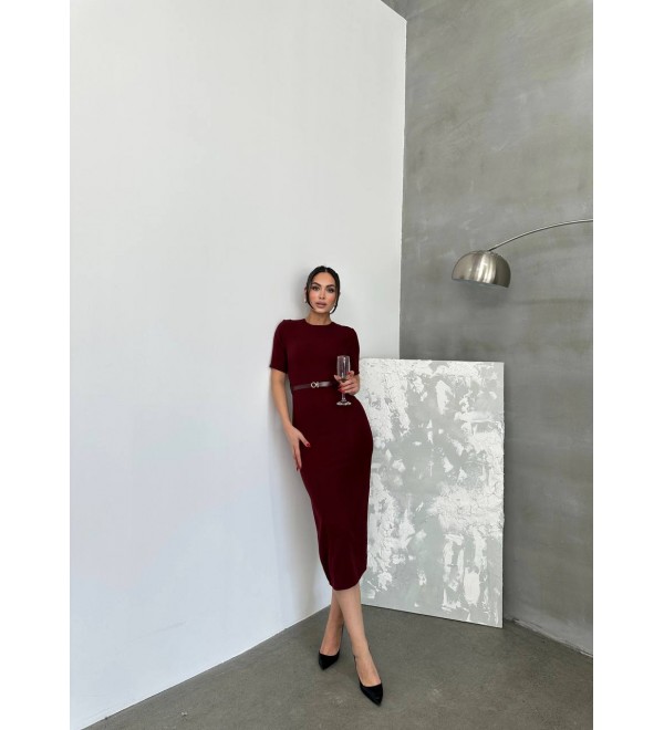 207619 BORDO ELBİSE ZARA MODEL