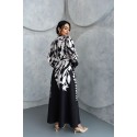 207686 SCHWARZ KLEID ATLAS STOFF