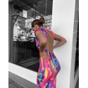 207752 GEMUSTERT KLEID Tauchstoff