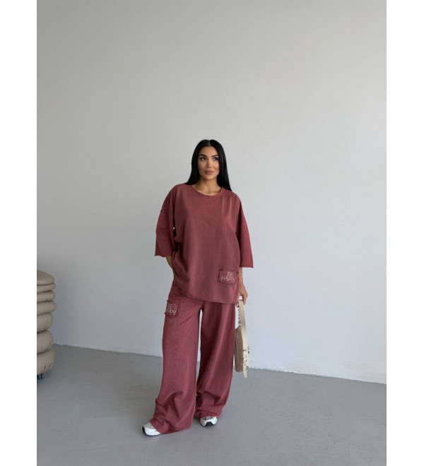 207904 BORDO TRACKSUIT Stone embroidered