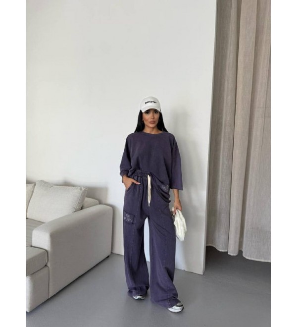 207905 NAVY BLUE TRACKSUIT Stone embroidered