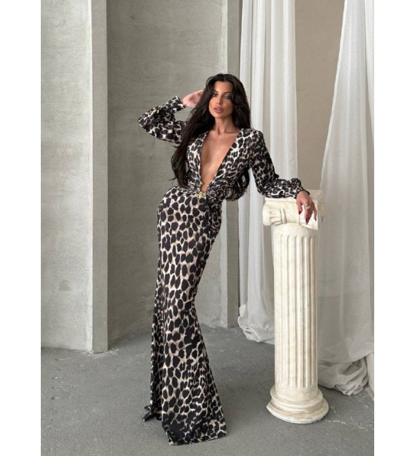 208100 LEOPAR ELBİSE LYCRA