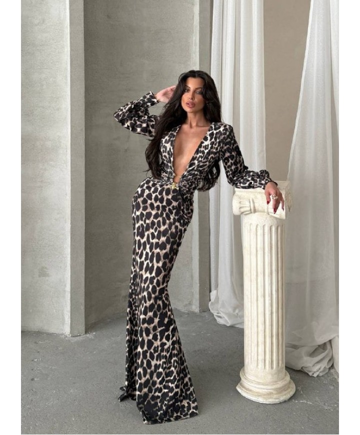 208100 LEOPAR ELBİSE LYCRA