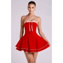 208519 ROT KLEID ATLAS STOFF