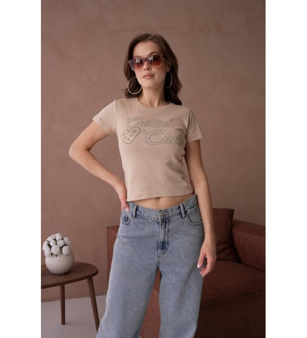 208541 MINK T SHIRT Cotton fabric