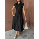 208669 SCHWARZ KLEID LEINENSTOFF