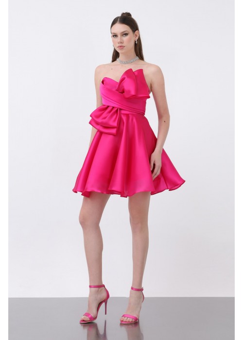 208770 ROSA COCKRAİLKLEİD SATINSTOFF