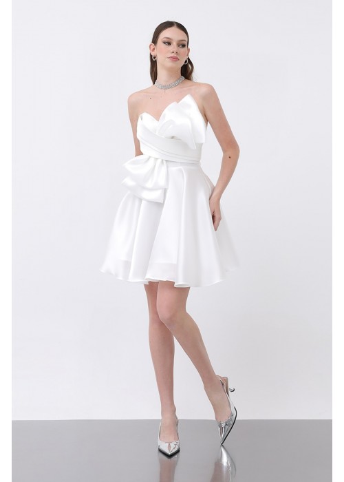 208771 WEISS COCKRAİLKLEİD SATINSTOFF