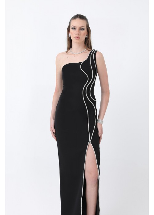208787 SCHWARZ COCKRAİLKLEİD