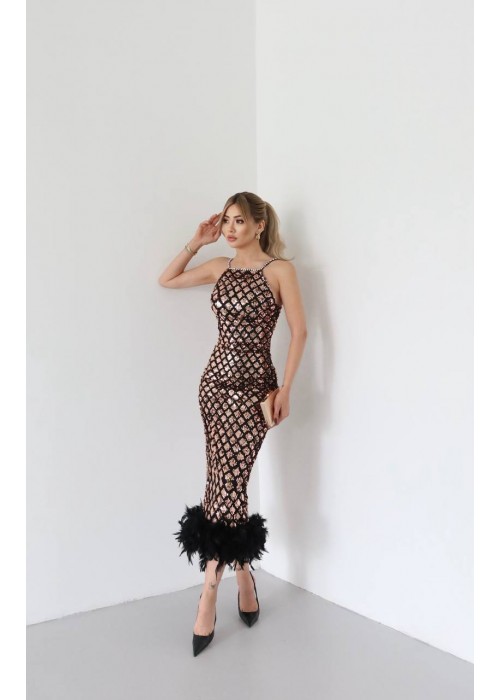 208867 GEMUSTERT COCKRAİLKLEİD