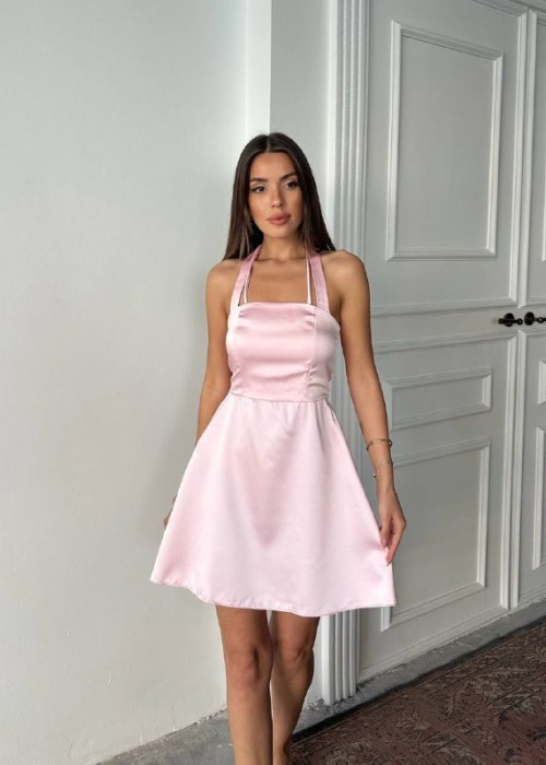 208884 PEMBE ELBİSE SATEN KUMAŞ