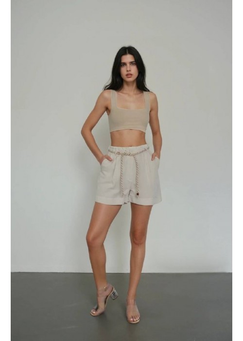 208949 CREAM SHORTS LINEN FABRIC