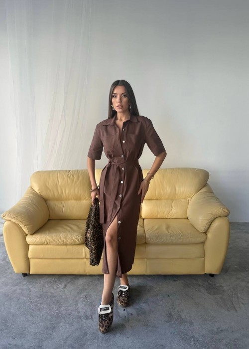 209054 COFFEE DRESS TENCEL FABRIC