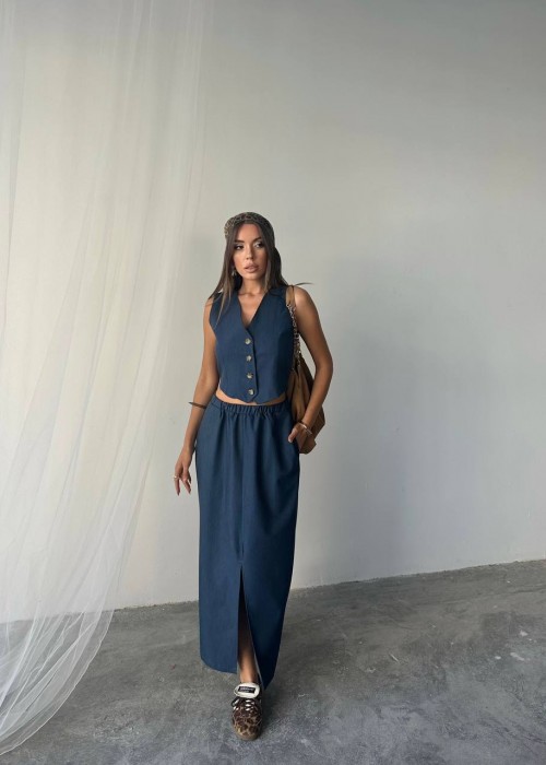 209069 NAVY BLUE SUİT TENCEL FABRIC