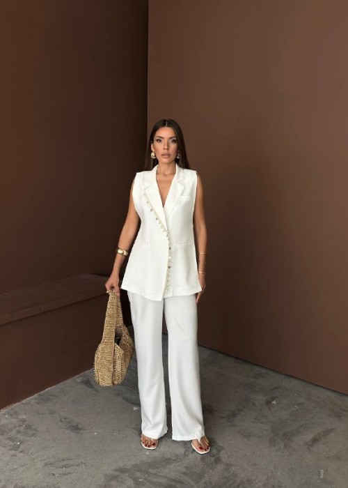 209073 WHITE SUİT LINEN FABRIC