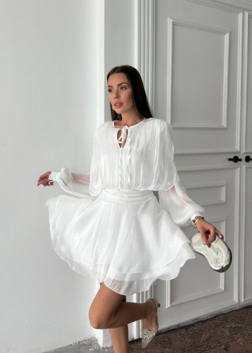 209095 WHITE DRESS CHIFFON FABRIC