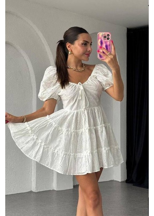 209117 WHITE DRESS Brode fabric