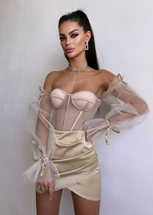 209130 SAHNE COCKRAİLKLEİD SATINSTOFF