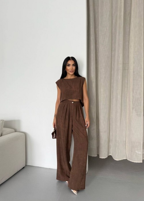 209146 COFFEE SUİT LINEN FABRIC