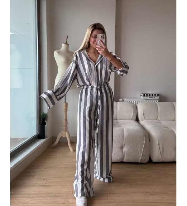 209166 ÇİZGİLİ TAKIM SATEN KUMAŞ