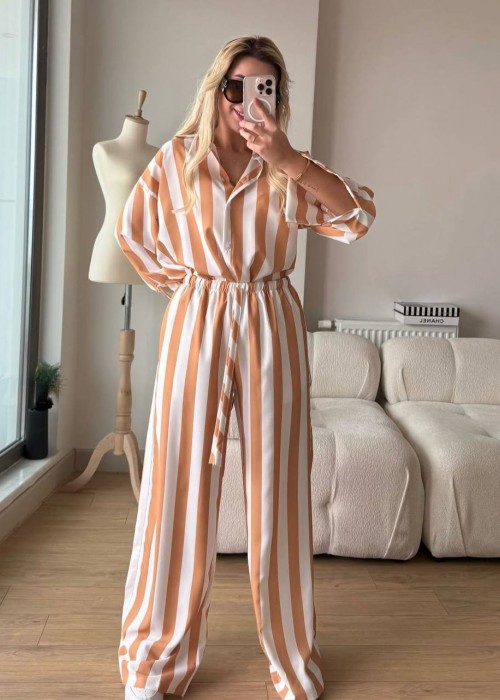 209167 STRIPED SUİT SATIN FABRIC