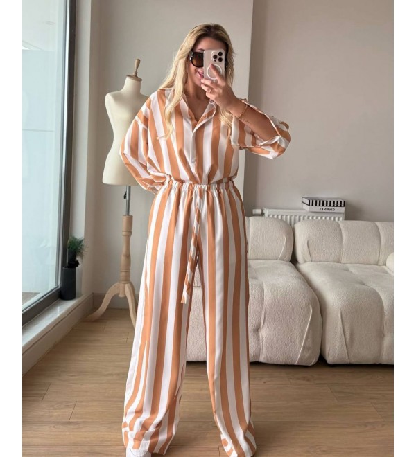 209167 ÇİZGİLİ TAKIM SATEN KUMAŞ