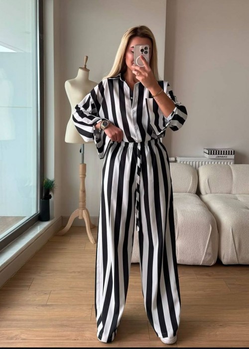 209168 STRIPED SUİT SATIN FABRIC