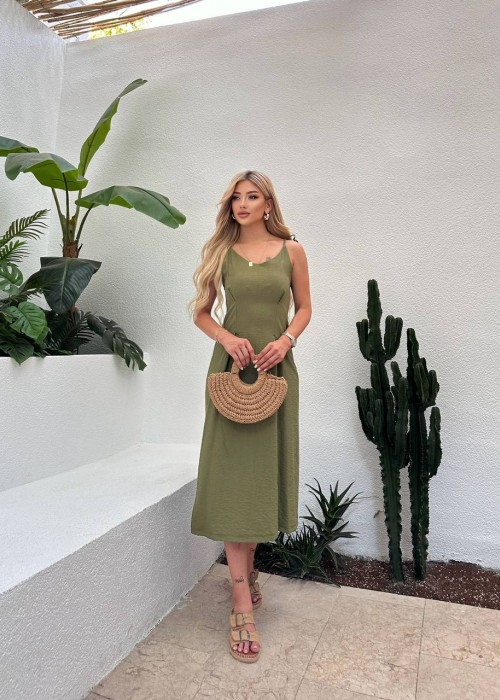 209270 KHAKI KLEID LEINENSTOFF