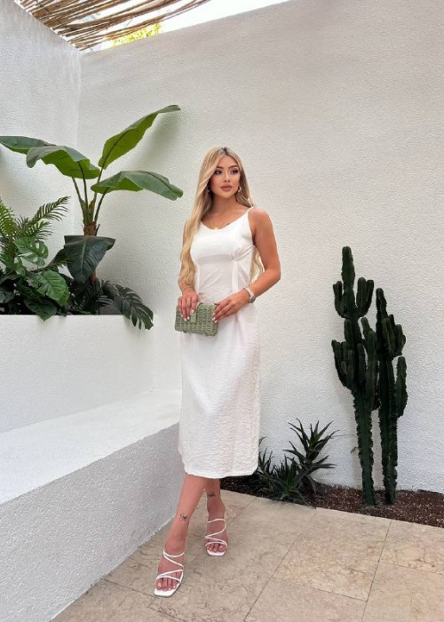 209271 WEISS KLEID LEINENSTOFF