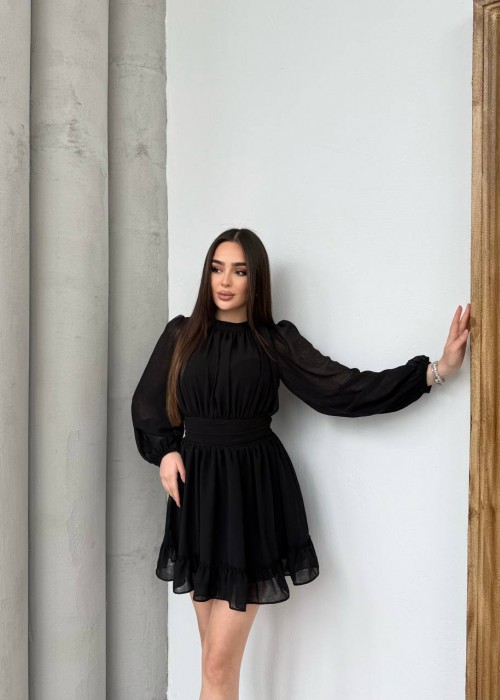 209281 SCHWARZ KLEID CHIFFON STOFF