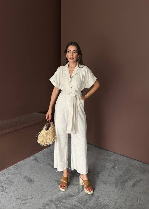 209292 CREAM OVERALLS LINEN FABRIC