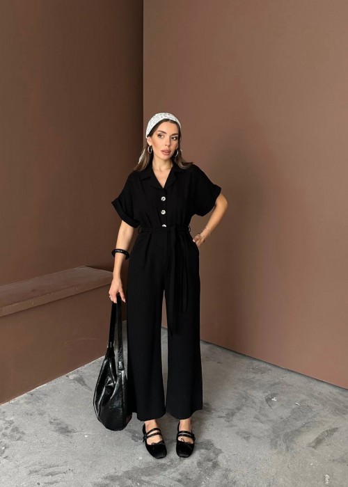 209294 BLACK OVERALLS LINEN FABRIC