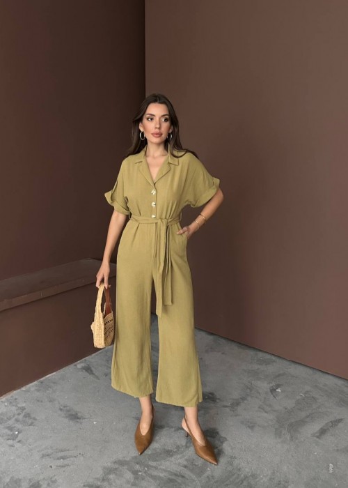 209295 GREEN OVERALLS LINEN FABRIC
