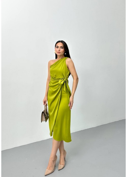 209325 Ölgrün KLEID SATINSTOFF