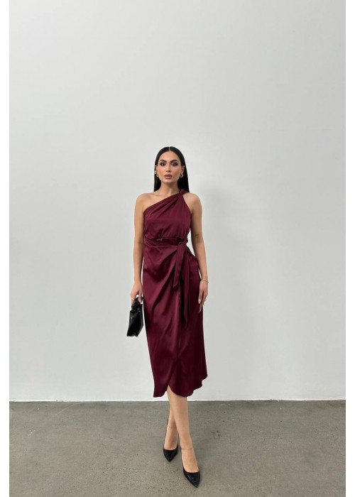 209326 KAFFEE KLEID SATINSTOFF