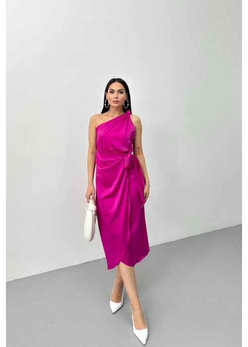 209327 FUCHIA KLEID SATINSTOFF