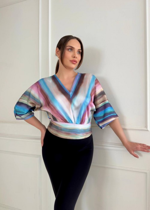 209328 STRIPED BLOUSE SATIN FABRIC