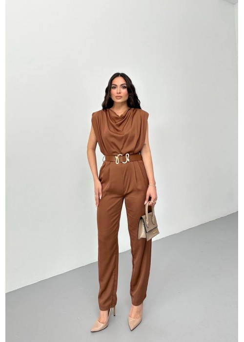209330 COFFEE OVERALLS SATIN FABRIC