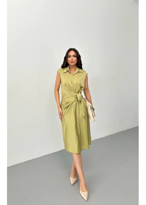 209331 Ölgrün KLEID SATINSTOFF