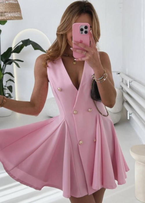 209456 ROSA KLEID ATLAS STOFF