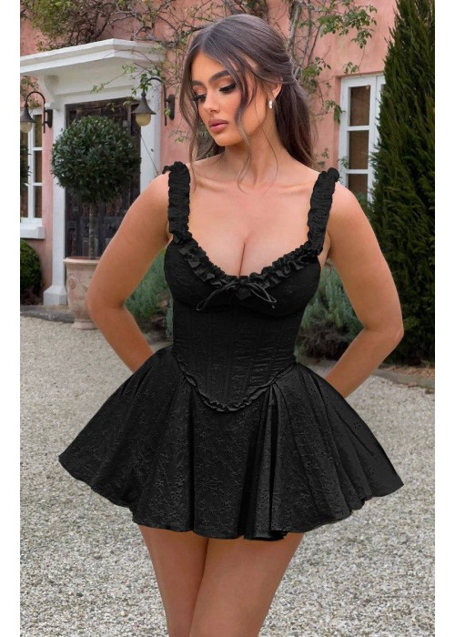 209499 SCHWARZ COCKRAİLKLEİD Brodengewebe