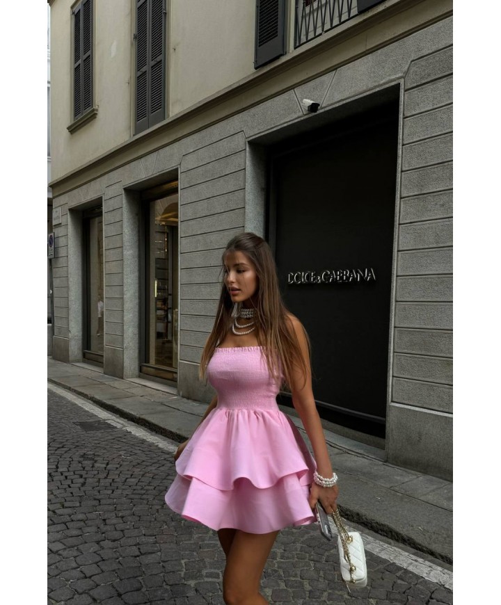 209503 PEMBE ELBİSE TRİKOTON