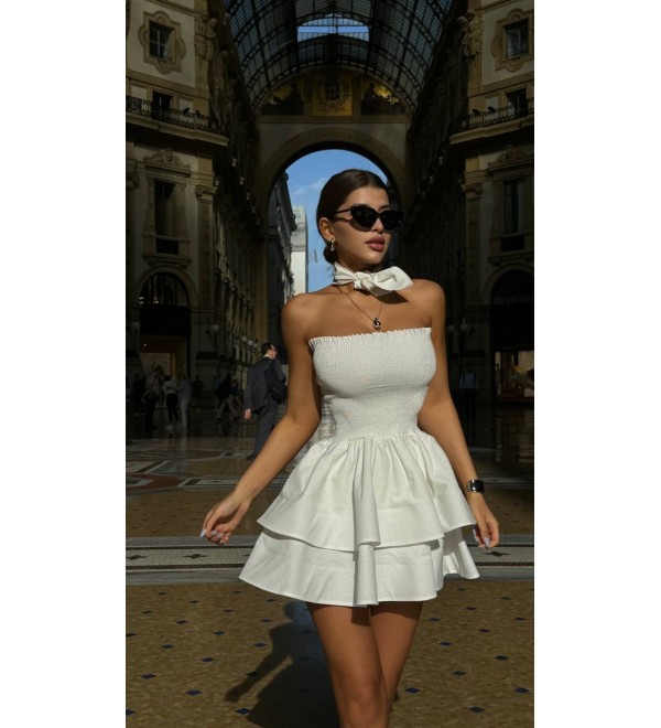 209504 BEYAZ ELBİSE TRİKOTON