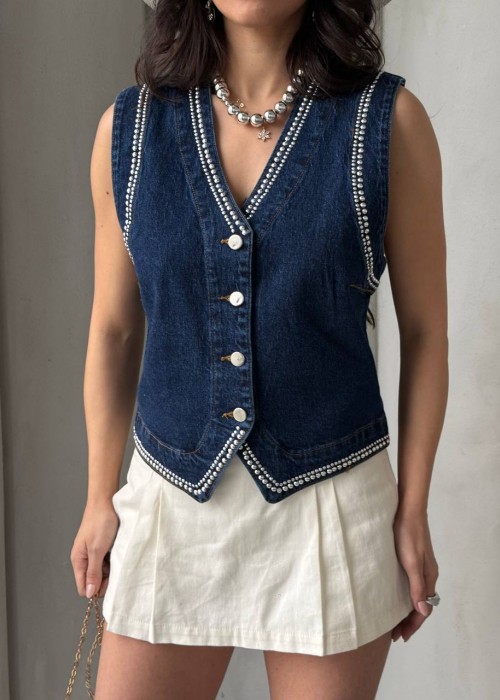 209568 NAVY BLUE VEST Denim