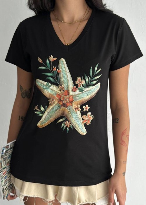 209588 SCHWARZ T SHIRT 100% Baumwolle